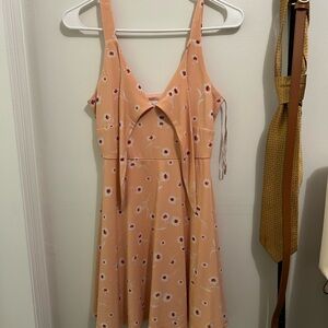 Floral Peach Sleeveless Dress